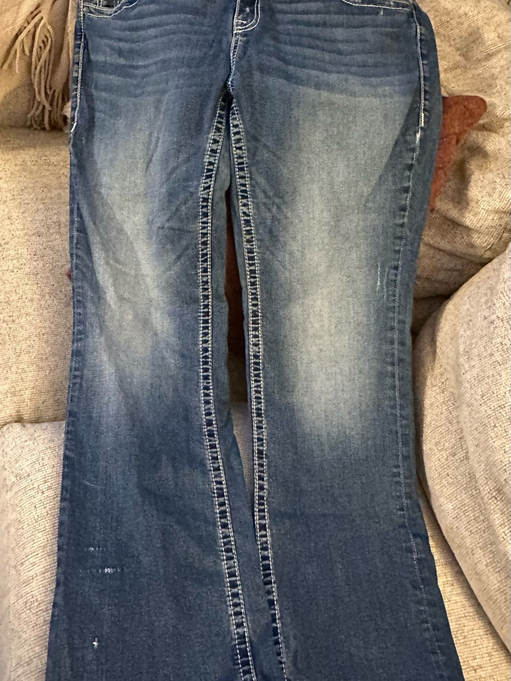 Vigoss Women’s Blue Flare Jeans with Faded Detailing